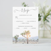 Elegant Boho Greenery Custom Joshua Tree Wedding RSVP Karte (Stehend Vorderseite)