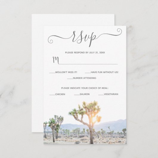Elegant Boho Greenery Custom Joshua Tree Wedding RSVP Karte (Vorne/Hinten)