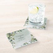 Elegant Boho Greenery Eucalyptus Wedding Glasuntersetzer (Schrägansicht)