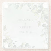 Elegant Boho Greenery Eucalyptus Wedding Glasuntersetzer (Rückseite)