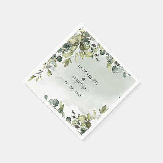 Elegant Boho Greenery Eucalyptus Wedding Serviette (Ecke)