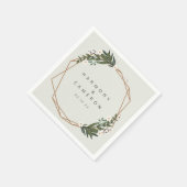 Elegant Boho Greenery Gold Geometric Wedding Serviette (Ecke)