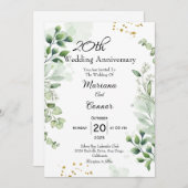 Elegant Boho Greenery Wedding Anniversary Einladung (Vorne/Hinten)