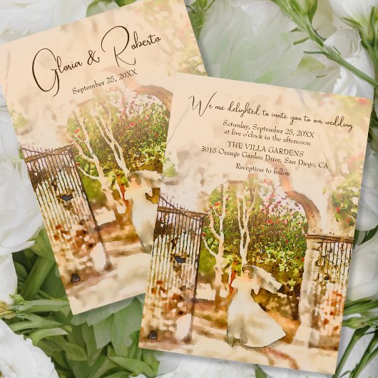 Elegant Boho Hacienda Garden Mexican Wedding Einladung