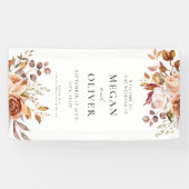 Elegant Boho Herbstflorale Hochzeit Willkommen Banner (Horizontal)