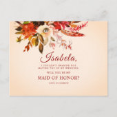 Elegant Boho Herbstflorale Trauzeugin Postkarte (Vorderseite)