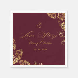 Elegant Boho | Herbsthochzeit in Burgund und Gold Serviette