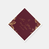 Elegant Boho | Herbsthochzeit in Burgund und Gold Serviette (Ecke)