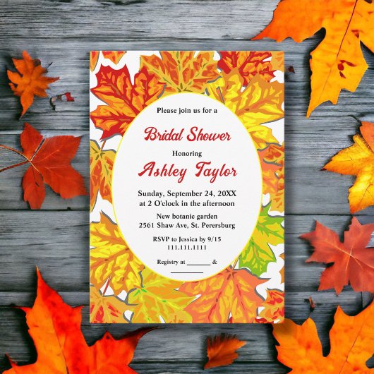 Elegant Boho Herbstlaubs Country Brautparty Einladung