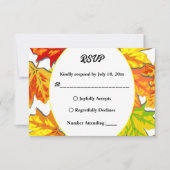 Elegant Boho Herbstlaubs Country Floral Wedding RSVP Karte (Vorderseite)