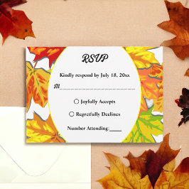 Elegant Boho Herbstlaubs Country Floral Wedding RSVP Karte
