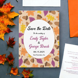 Elegant Boho Herbstlaubs Herbstblütenhochzeit Save The Date