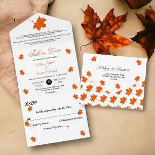 Elegant Boho Herbstlaubs Rustikale Blumenhochzeit All In One Einladung