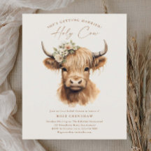 Elegant Boho Highland Cow Brautparty