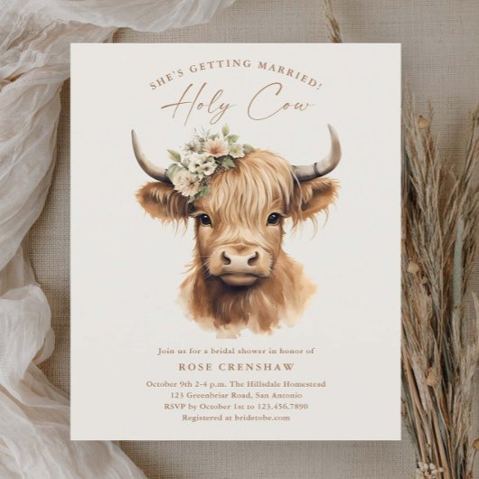 Elegant Boho Highland Cow Brautparty