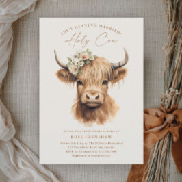 Elegant Boho Highland Cow Brautparty Einladung
