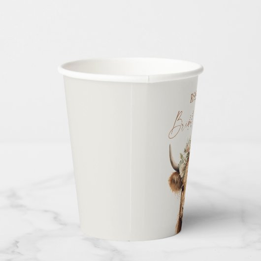 Elegant Boho Highland Cow Brautparty Pappbecher (Rechts)
