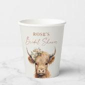 Elegant Boho Highland Cow Brautparty Pappbecher (Vorderseite)