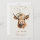 Elegant Boho Highland Cow QR Brautparty Einladung (Vorderseite)