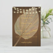 Elegant Boho Hochzeitseinladung mit Palm Leaf und Einladung (Stehend Vorderseite)