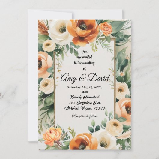Elegant Boho Hochzeitsinvit Einladung (Vorderseite)