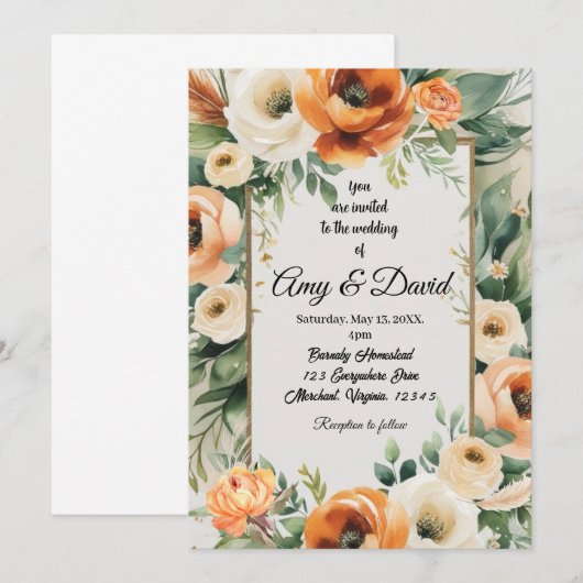 Elegant Boho Hochzeitsinvit Einladung (Vorne/Hinten)