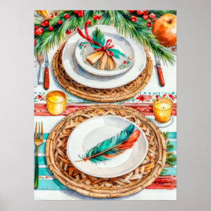 Elegant Boho Inspiriert Weihnachtsfeiertag Décor Poster