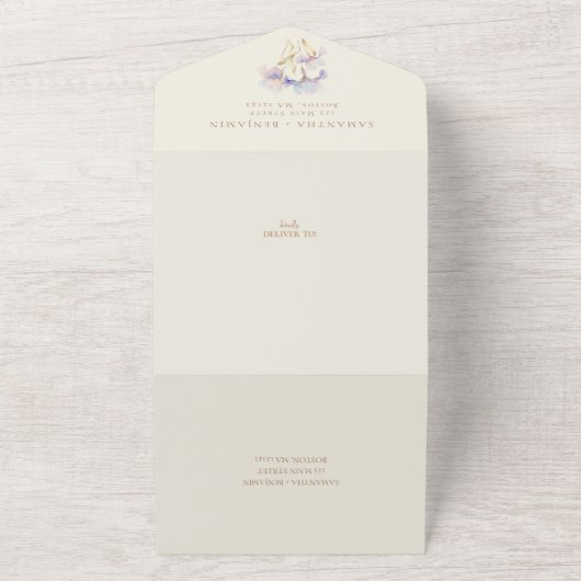 Elegant Boho Iris Hochzeit in einer Einladung (Außenbereich)