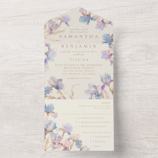 Elegant Boho Iris Hochzeit in einer Einladung (Innen Boden)
