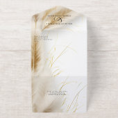 Elegant Boho Ivory and Gold Pampas Foil All-in-One-Einladung (Außenseite)