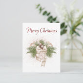 Elegant Boho Ivory Green Watercolor Weihnachten Postkarte (Stehend Vorderseite)