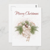 Elegant Boho Ivory Green Watercolor Weihnachten Postkarte (Vorne/Hinten)