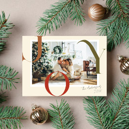 Elegant Boho JOY Frohe Weihnachtsfamilie Foto Feiertagskarte