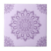 Elegant Boho Lavender Lila Mandala Fliese (Vorderseite)