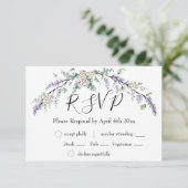 Elegant boho Lavender white Rose und Eucalyptus RSVP Karte (Stehend Vorderseite)