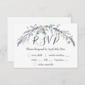 Elegant boho Lavender white Rose und Eucalyptus RSVP Karte (Vorne/Hinten)