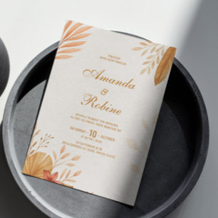 Elegant Boho Leaf Einladung zur Hochzeit