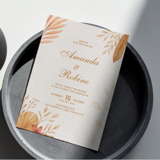 Elegant Boho Leaf Einladung zur Hochzeit