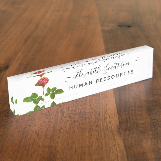 Elegant Boho Liberty Custom Beruflich Floral Namensplakette (Seite)