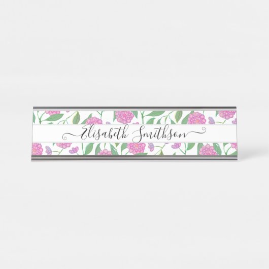 Elegant Boho Liberty Custom Beruflich Floral Schreibtischnamensplakette (Vorderseite )