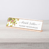 Elegant Boho Liberty Custom Beruflich Floral Schreibtischnamensplakette (Vorderseite )