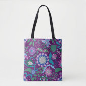 Elegant Boho Lila Blumenmuster Tasche (Vorderseite)