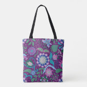 Elegant Boho Lila Blumenmuster Tasche (Rückseite)