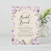 Elegant Boho Lila Bridal Brunch Einladung (Stehend Vorderseite)
