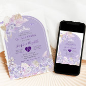 Elegant Boho Lila Rose Girl's Royal Quinceañera Einladung