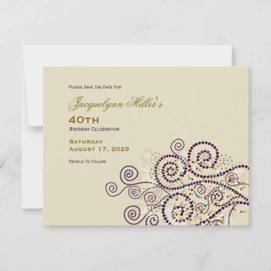 Elegant Boho Lila Spirals Ethnischer Erwachsener G Save The Date (Vorderseite)