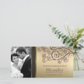 Elegant Boho Lila Spirals Gold Wedding Vielen Dank Dankeskarte (Stehend Vorderseite)