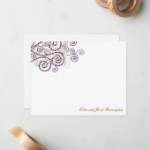 Elegant Boho Lila Spirals Hochzeit Dankeschön Kart Mitteilungskarte (Vorderseite/Rückseite Beispiel)
