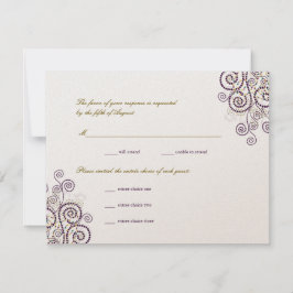 Elegant Boho Lila Spirals Wedding RSVP Card Karte