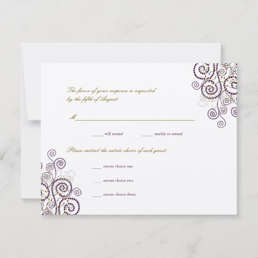 Elegant Boho Lila Spirals Wedding RSVP Card Karte (Vorderseite)